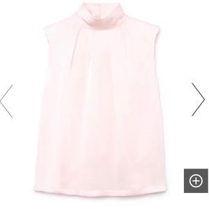Goop sissy pleat-neck padded-shoulder blouse